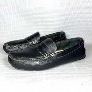 G. H. Bass & Co. Monte Black Penny Loafer Men's Size 9.5 Pebble‎ Leather Driving